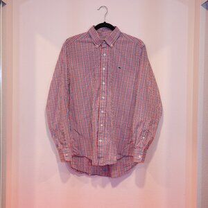 Vineyard Vines Men's Button Down Red White Blue Slim Fit Whale Shirt Size Medium